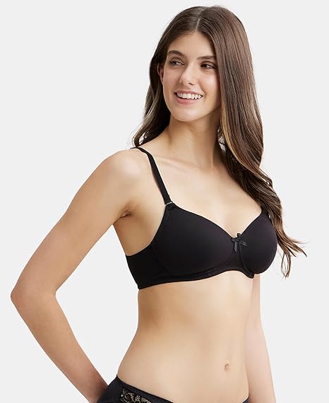 Jockey FE23 Women’s Wirefree Padded Cotton T-Shirt Bra – Medium Coverage Multiway with Detachable Straps
